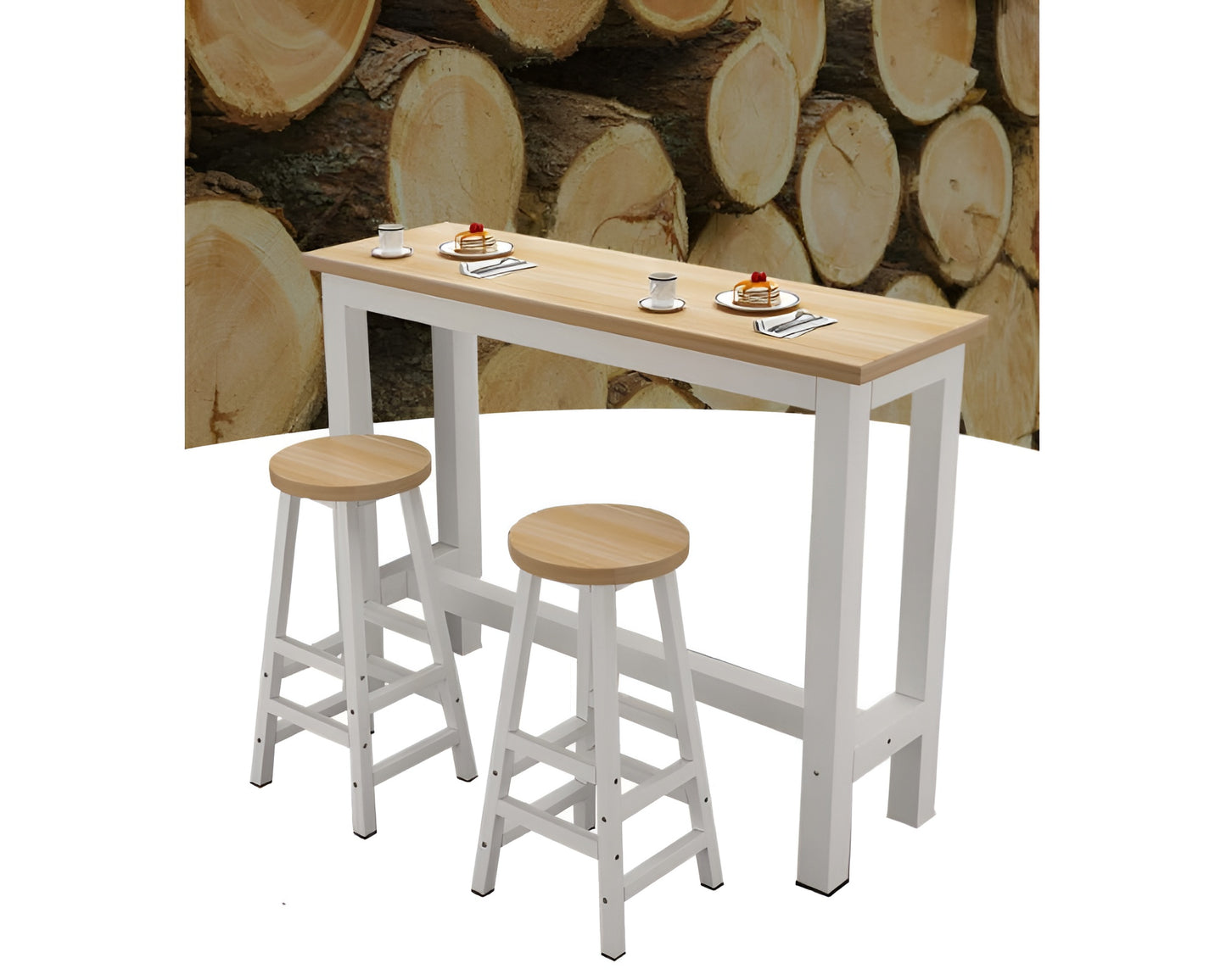 Pub-Style Bar Table and 2 Stools - Ideal for Small Kitchens, Breakfast Nooks & Apartments