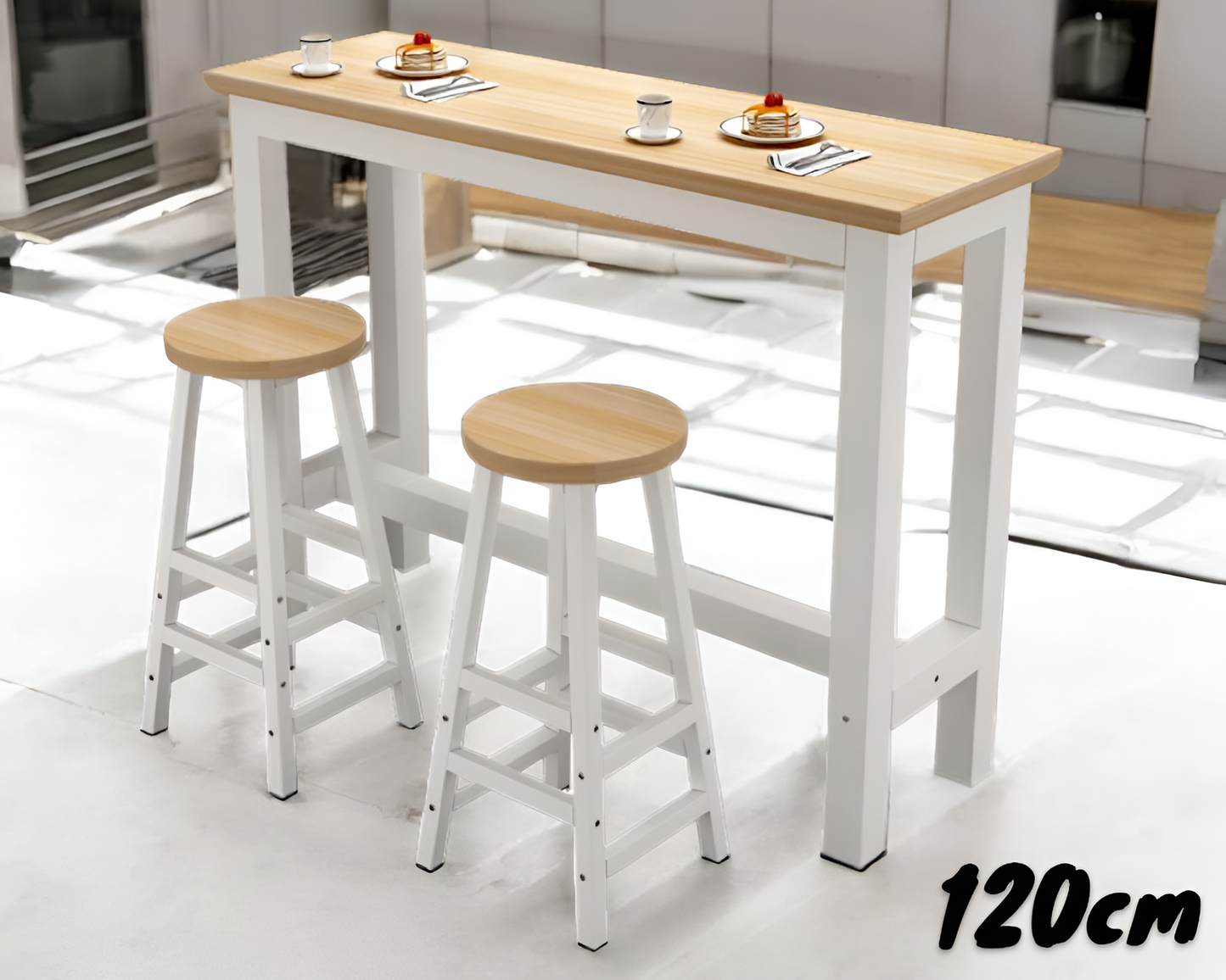 Pub-Style Bar Table and 2 Stools - Ideal for Small Kitchens, Breakfast Nooks & Apartments