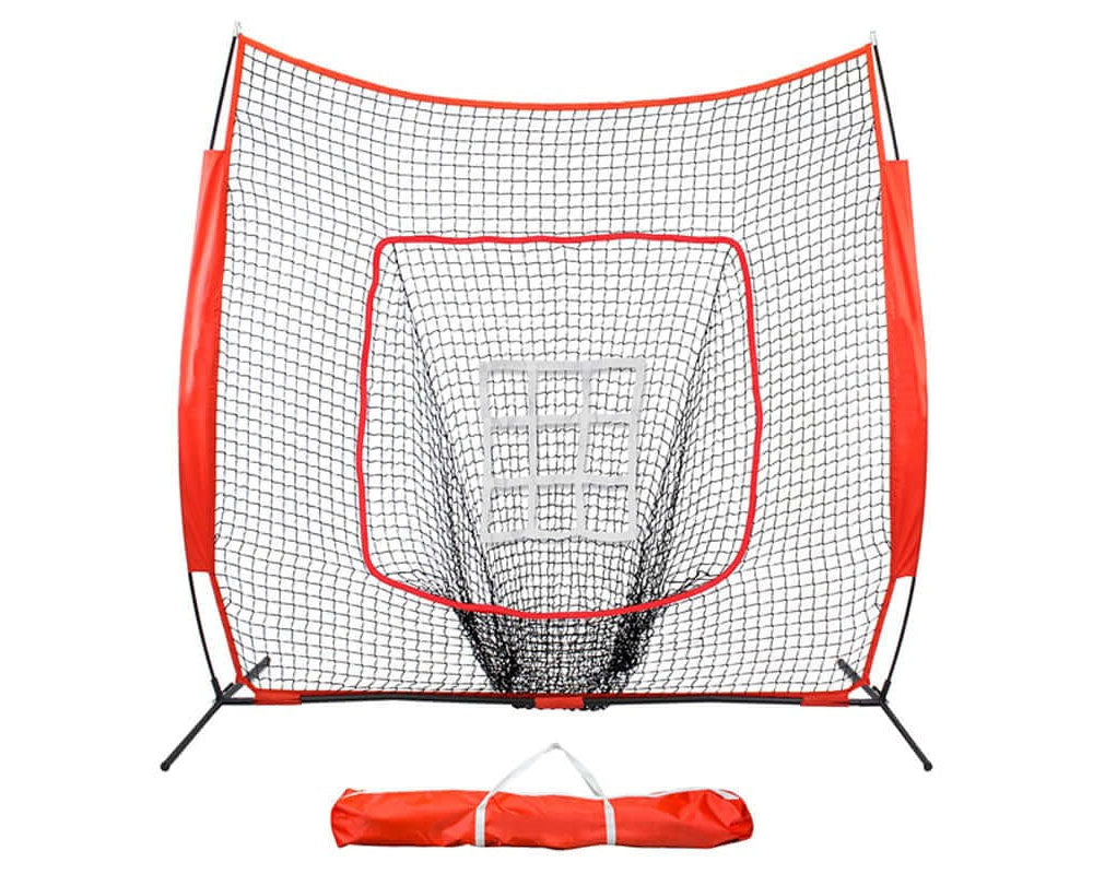 Baseball and Softball Practice Net with Arch Frame, Carry Bag, and Hitting Zone