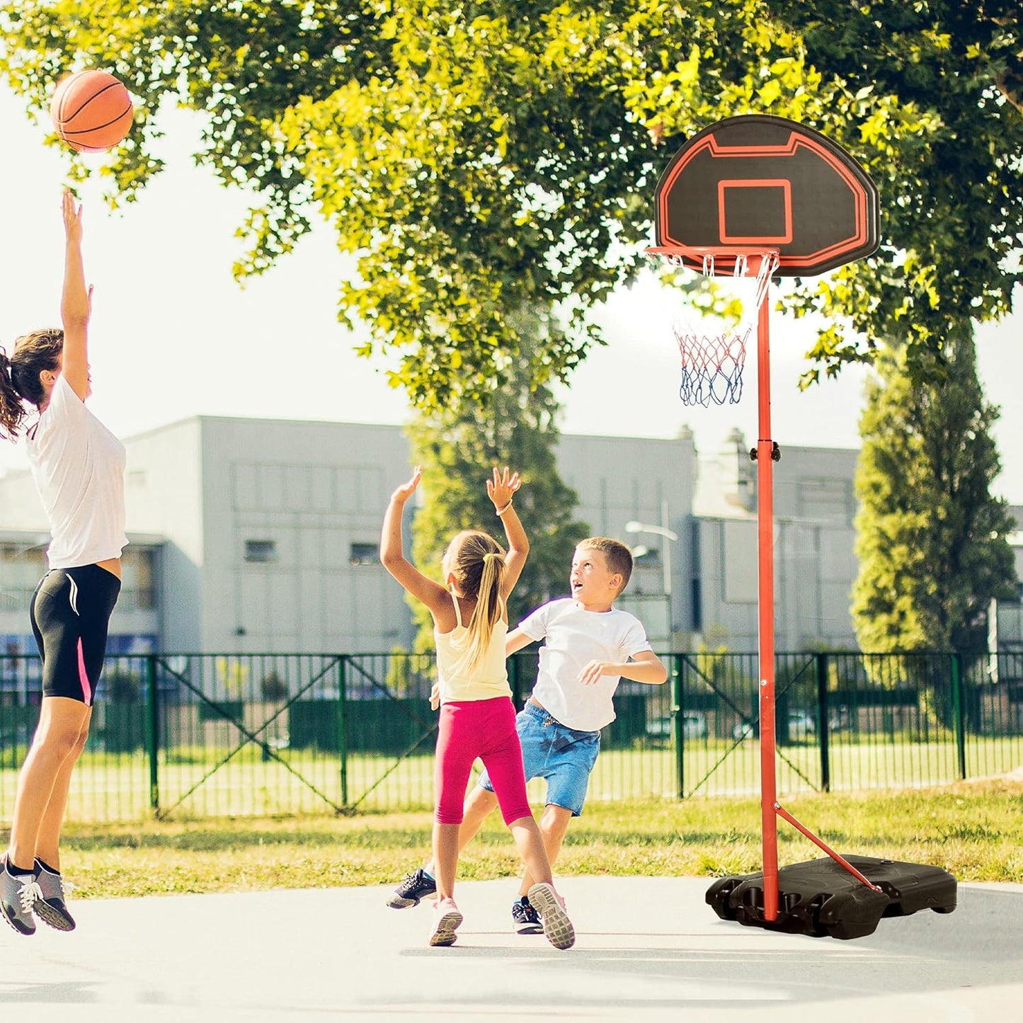 Basketball Hoop Stand System – Portable Adjustable Height with Shatterproof Backboard