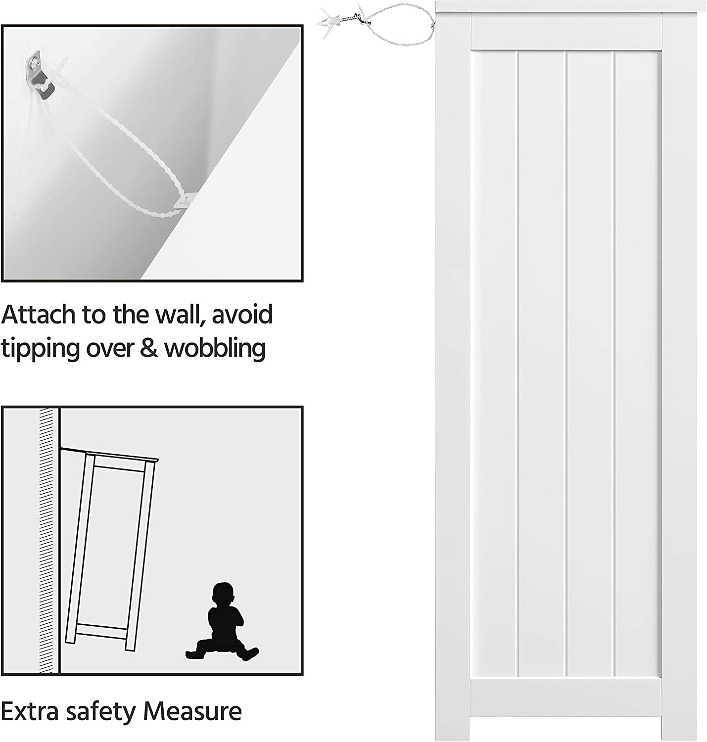 Bathroom Cabinet with 4 Drawers Adjustable Shelf – White Freestanding Storage Side Cabinet for Bathroom, Kitchen, Living Room, Hallway
