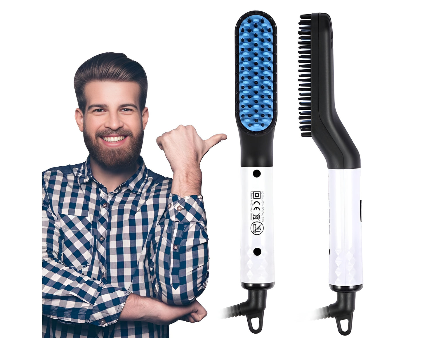 Beard Straightener for Men – Electric Ionic Heated Beard Comb – Fast Hair Styling Brush for Long Beards, Curly Hair, and More – Portable Travel-Friendly