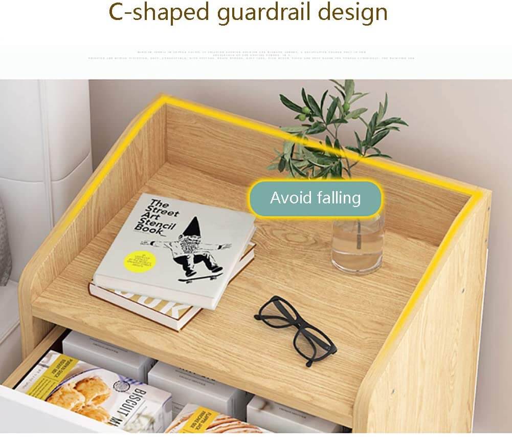 Nightstand Bedside Table – 2 Drawer Wooden Side Table for Bedroom & Living Room