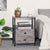 Bedside Table Grey – Industrial Bedside Table with 2 Drawers & Open Shelf, Steel Frame for Bedroom or Dorm