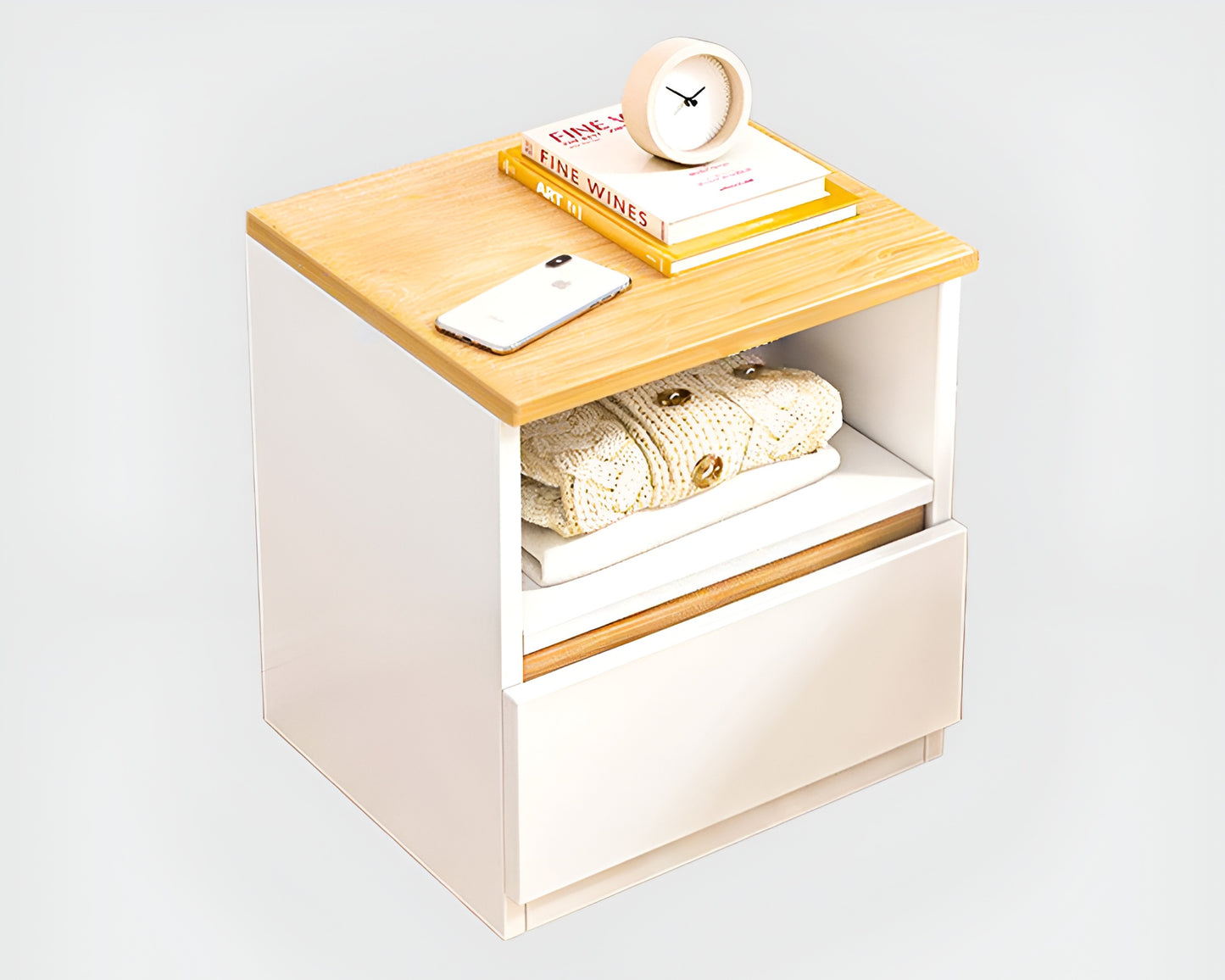 Bedside Table with Drawer - Elegant Modern End Table for Bedroom, Living Room, or Study (32×30×41cm)