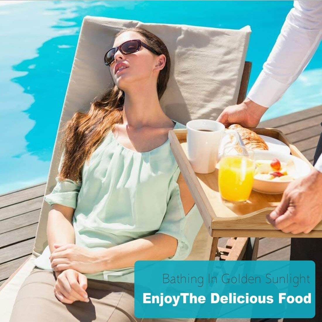 Bamboo Bed Breakfast Folding Tray - Laptop Desk, Great for Dinner, Tea, Bar, TV Eating Tray - Stable and Durable