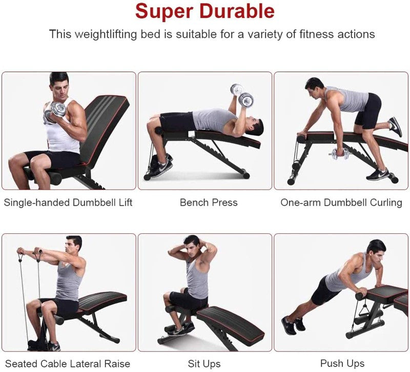 Adjustable Weight Bench – Foldable FID Utility Bench for Full Body Workout, Ideal for Home Gym