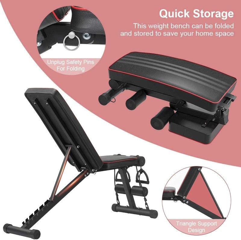 Adjustable Weight Bench – Foldable FID Utility Bench for Full Body Workout, Ideal for Home Gym