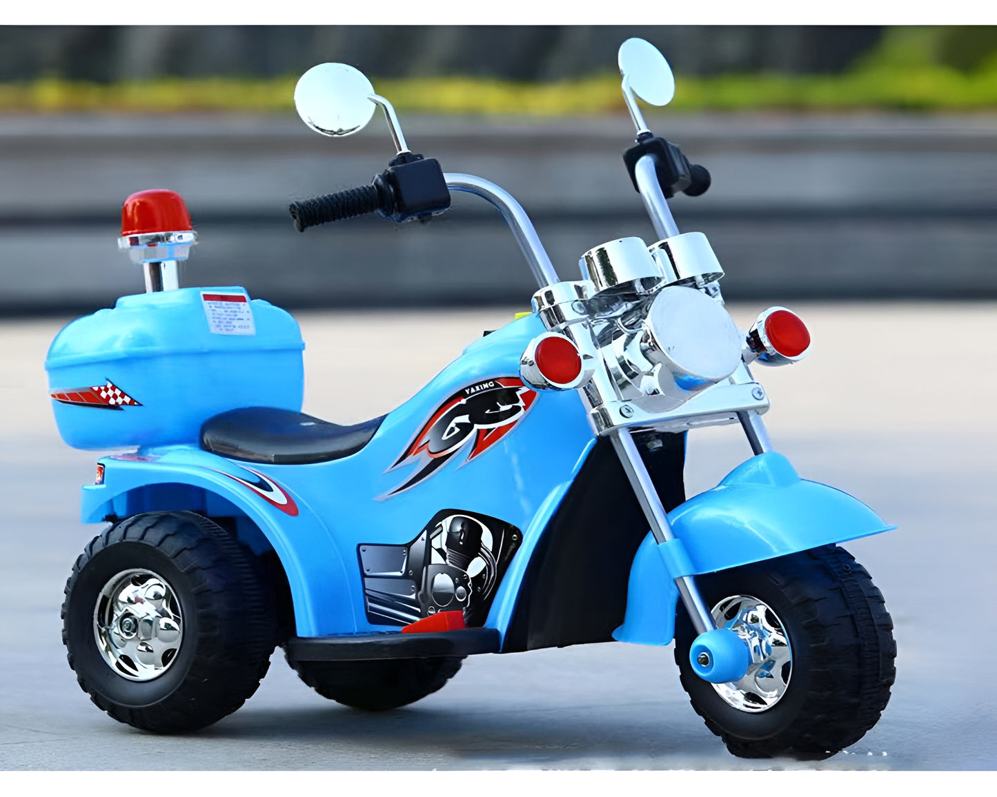 Blue Electric Ride-On Cruiser Motorcycle