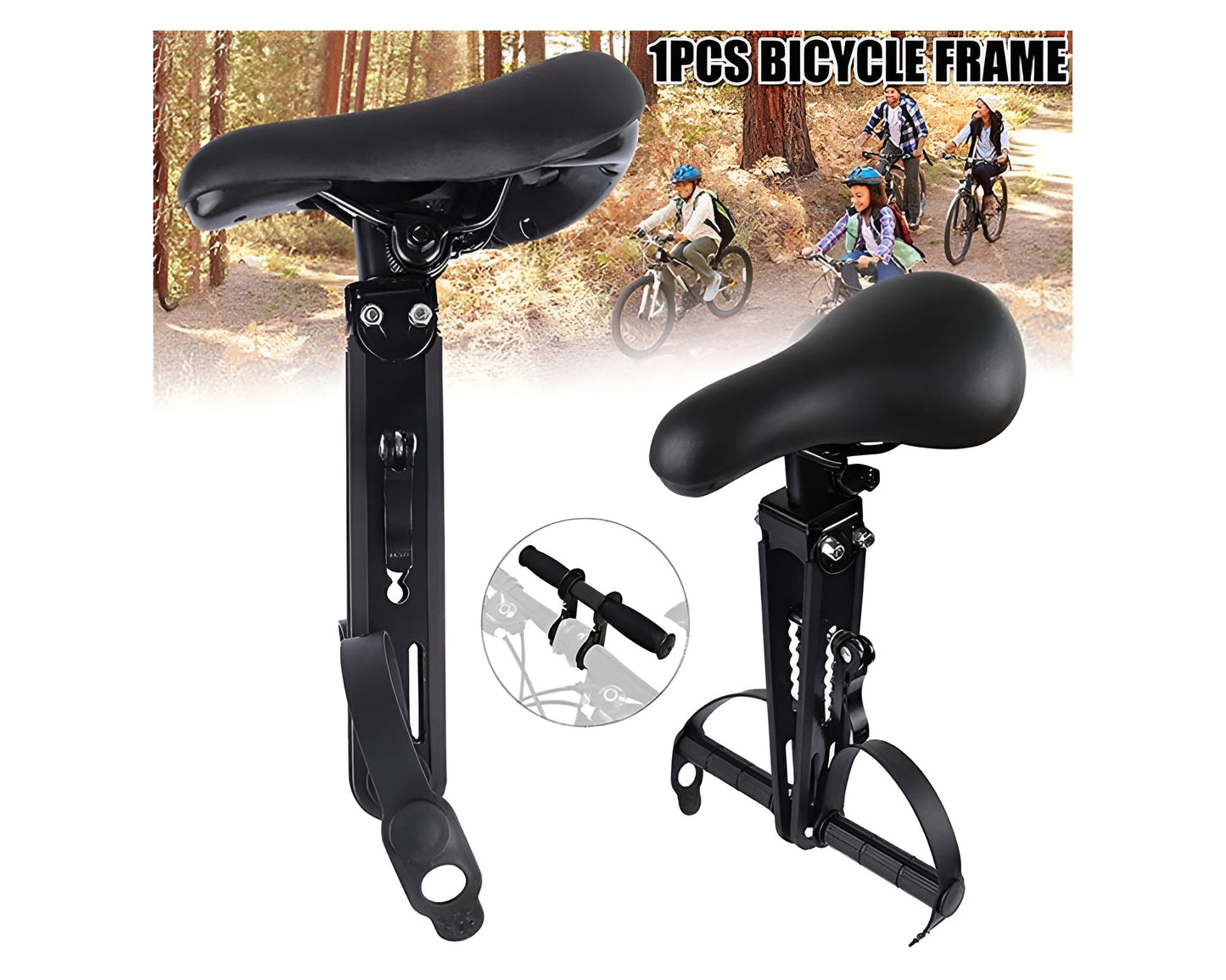 Front Mounted Bicycle Riding Seat with Handlebar