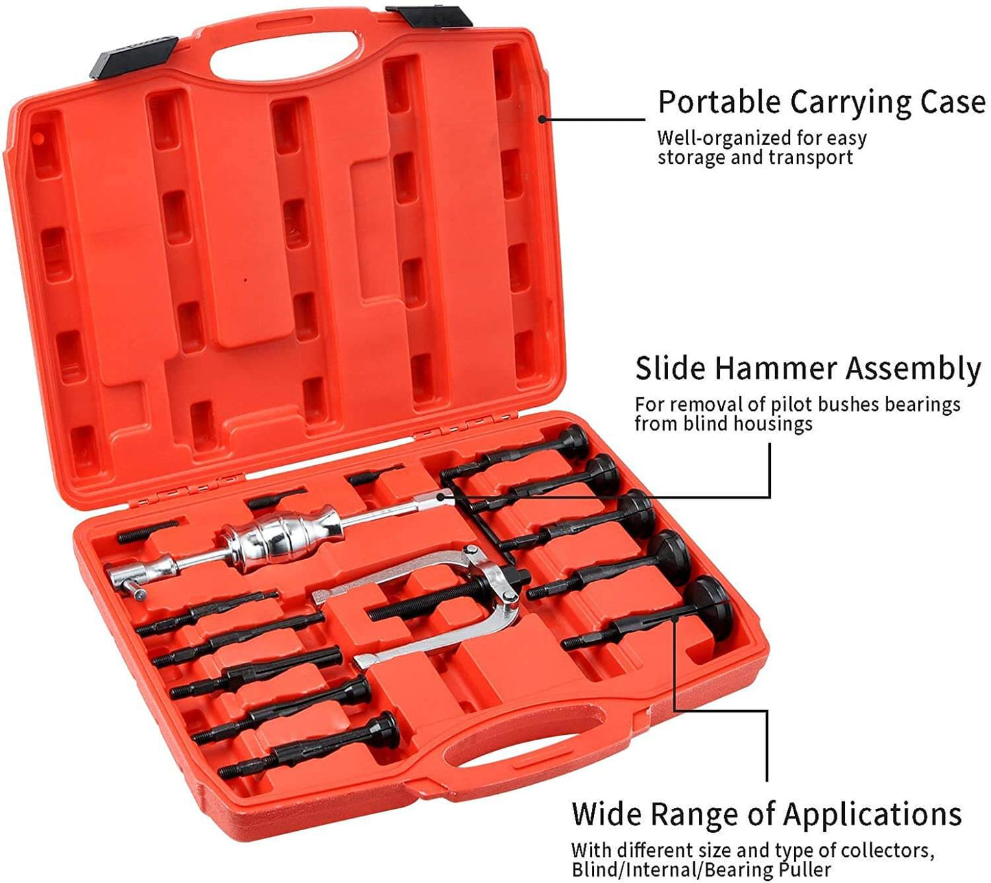 16pcs Bearing Extractor Blind Hole Inner Internal Bushes Puller Set