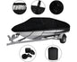 Boat Cover Heavy Duty - 600D Black Trailerable Boat Cover for 12–14ft Boats