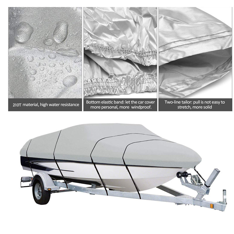 Boat Cover Heavy Duty – 210D Silver Trailerable Boat Cover for 17–19ft V-Hull