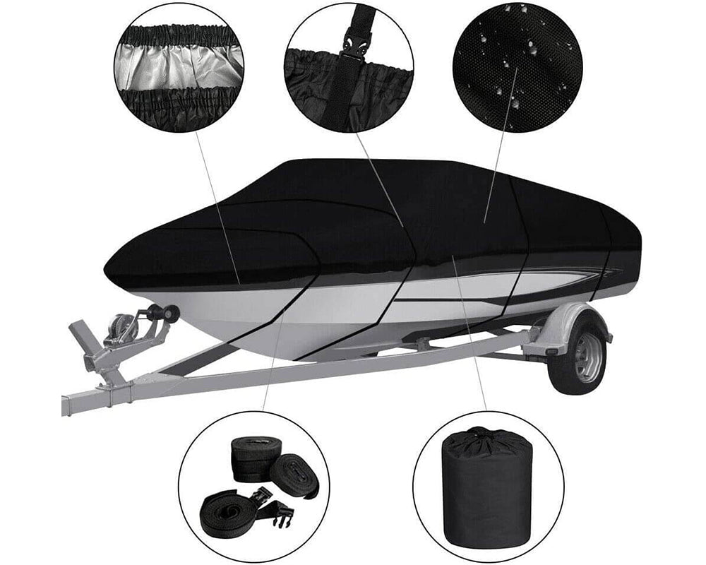 Boat Cover Heavy Duty - Waterproof UV-Protected Boat Cover Black 20–22ft