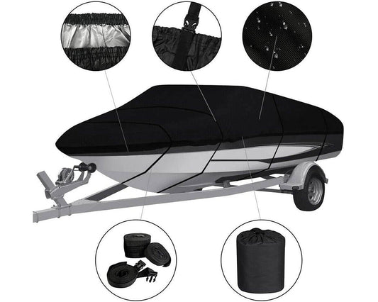 Boat Cover Heavy Duty - Waterproof UV-Protected Boat Cover Black 20–22ft