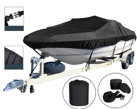Boat Cover Heavy Duty – Waterproof UV-Protected Boat Cover Black 16–18ft