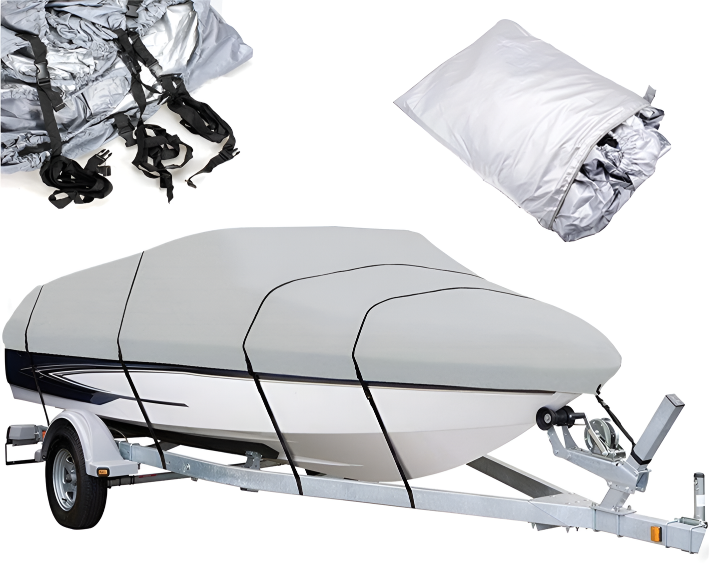 Boat Cover Heavy Duty - Waterproof UV-Protected Boat Cover Silver 16–18ft