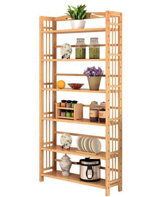 Bamboo Bookshelves 6 Tier, Tall Bookcase