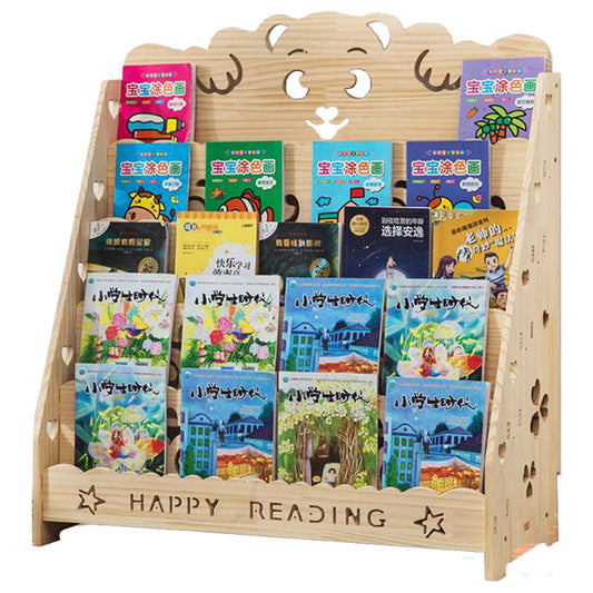 5 Level Wooden Book Storage Shelf - Front Display Book Organiser Rack