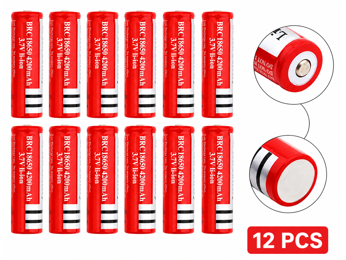 18650 Rechargeable Battery 12Pcs