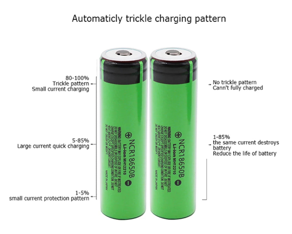12PCS NCR18650B 18650 Battery Rechargeable