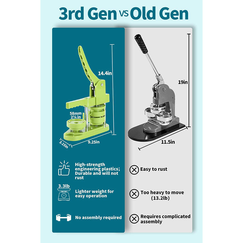 3rd Gen Button Maker Machine 58mm: Unleash Your Creativity and Personalize Gifts!