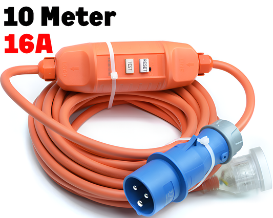 Caravan Camping Extension Lead 10m - Caravan Extension Lead 16A to 10A RCD Camping Power Cable