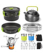 Outdoor Camping Cookware Set with Folding Spoon & Mini Gas Stove