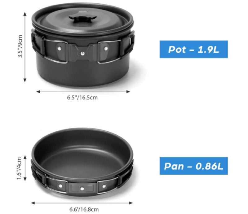 Outdoor Camping Cookware Set with Folding Spoon & Mini Gas Stove