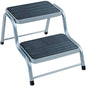 Heavy Duty 2 Caravan ladder Non Slip Steel Double Step Ladder 150KG Grey