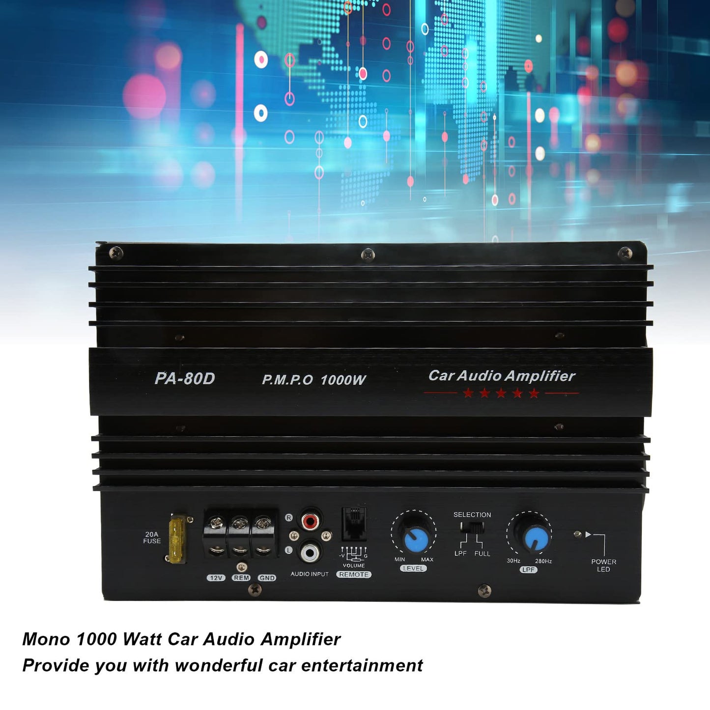 1000W Car Amplifier PA-80D – High Power Mono Bass Amp for 12V Vehicles (NZ)