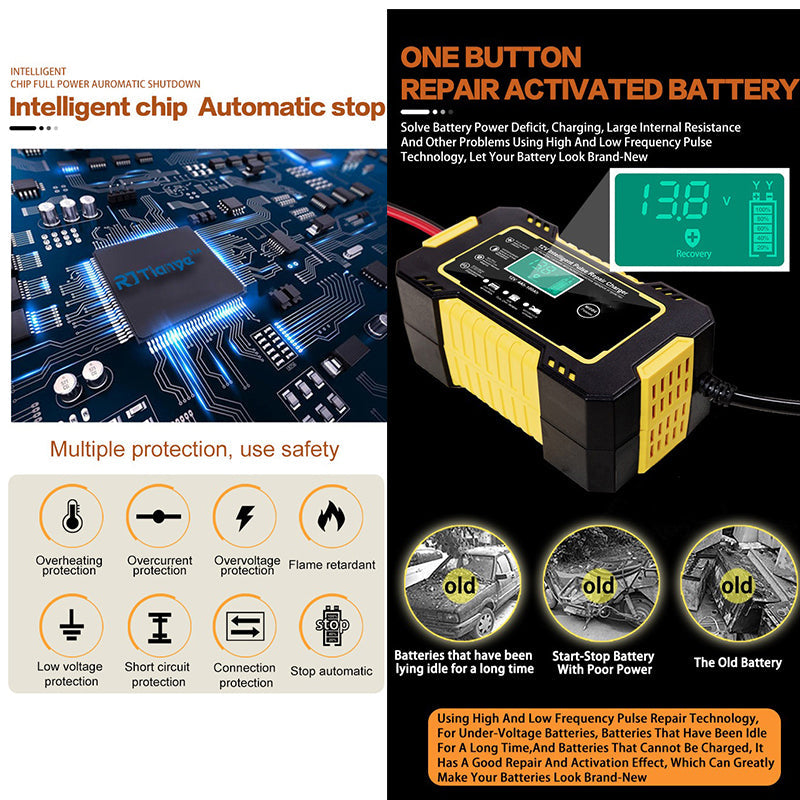12V 6A Intelligent Battery Charger with Pulse Repair
