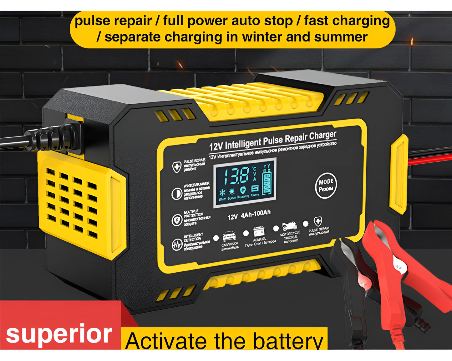 12V 6A Intelligent Battery Charger with Pulse Repair
