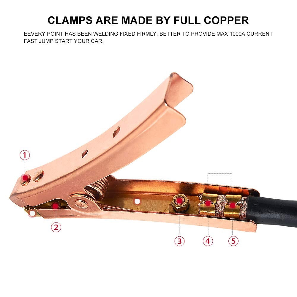 Heavy Duty Jumper Cables – 4m (13.1ft) 1000A Booster Cables for Car Emergency Start