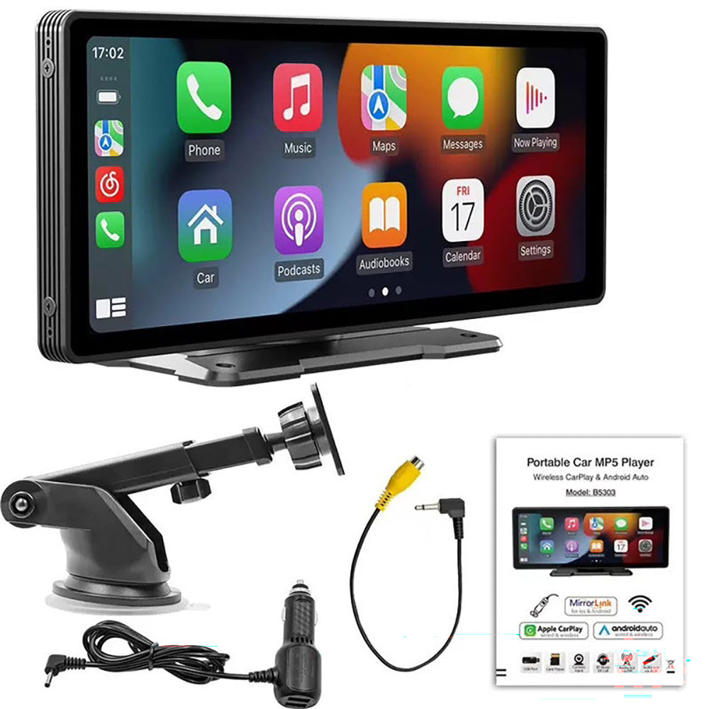 9.3-Inch Portable Car MP5 Player - Wireless & Wired CarPlay, Android Auto, MirrorLink, Multimedia Playback