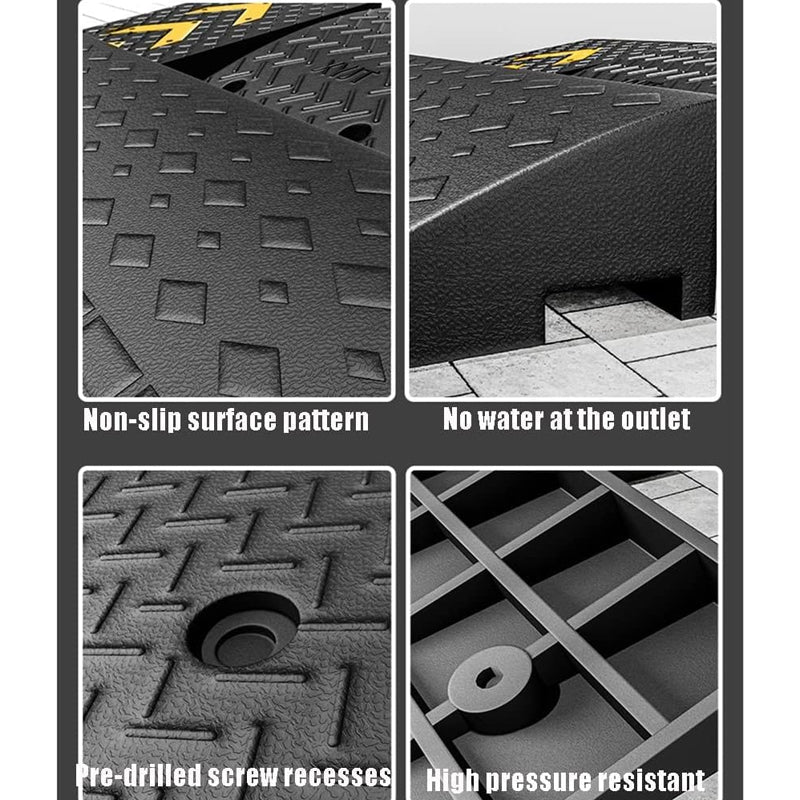 Home Entrance and Exit Threshold Ramp for Wheelchair – Anti-Slip Rubber Transition Ramp for Disabled Chair, Trolley, Motorcycle, Low Cart – Load Capacity 11,000 lbs