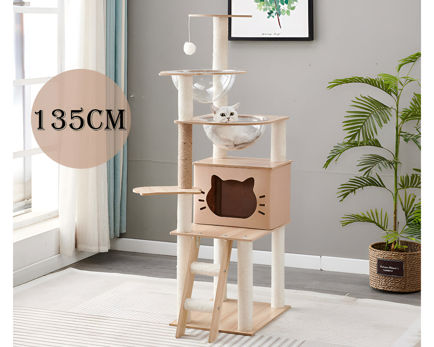 Cat Tree House 135cm Cat Tree House Condo Tower Scratching Post