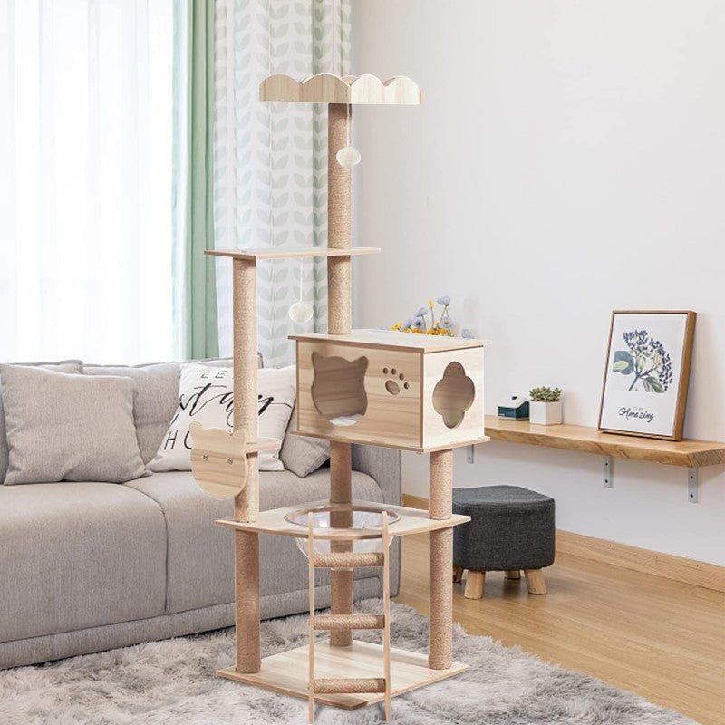 Wood Cat Tree Tower - The Ultimate Retreat for Your Indoor Cats