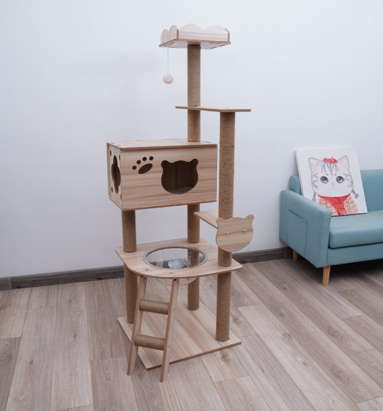 Wood Cat Tree Tower - The Ultimate Retreat for Your Indoor Cats