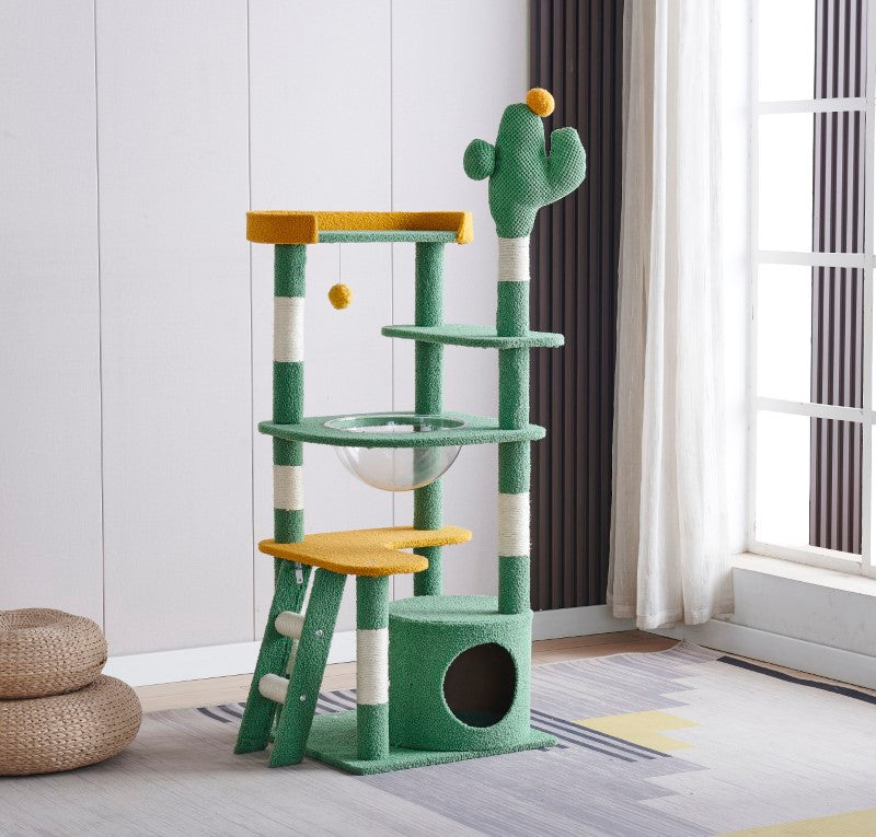 Cat Tree House 144cm Cat Tree House Tower Scratcher Cactus Design