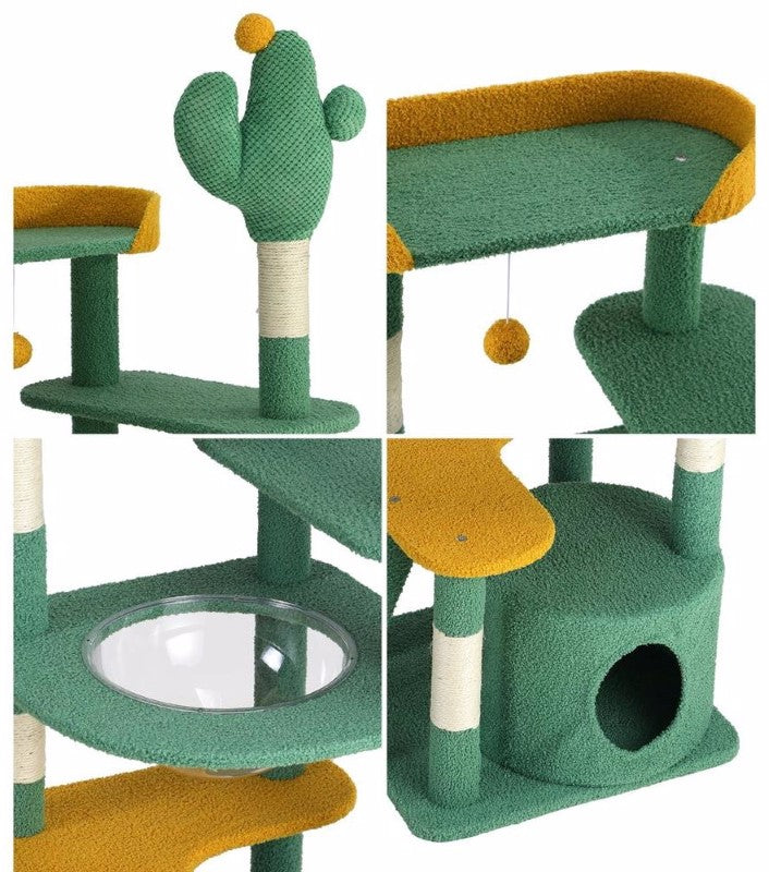 Cat Tree House 144cm Cat Tree House Tower Scratcher Cactus Design