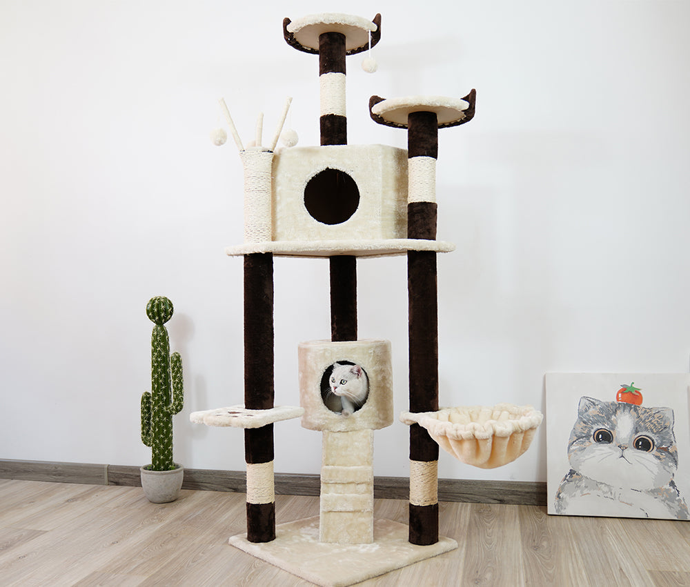 Cat Tree House Tall Cat Tree House Scratcher Post with Toys