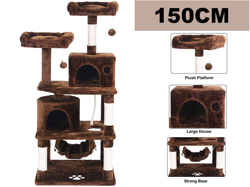 Cat Tree House – Multi-Level Cat Tree House with Hammock