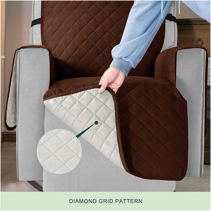 Recliner Chair Sofa Cover Slip Couch Cover Seat Width to 25 Inch Reversible Washable Protector with Elastic Adjustable Strap for Home