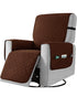 Recliner Chair Cover Fitted Small Sofa Slip Cover Seat Width to 25 Inch Reversible Washable Protector with Elastic Adjustable Strap for Home