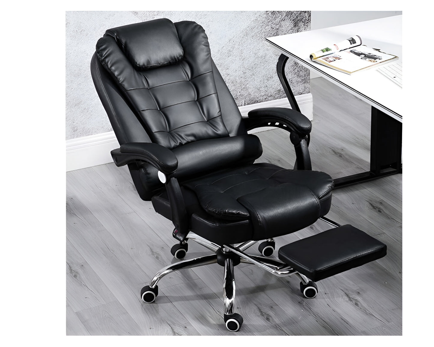Office Chair Ergonomic Gaming Office Chair Adjustable PU Leather Computer Chair Black