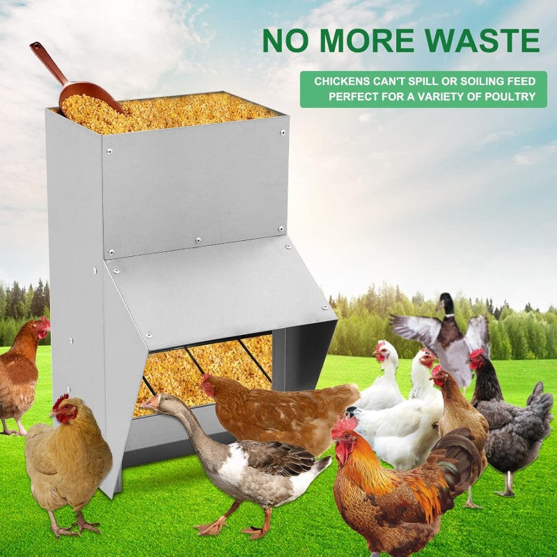 Chicken Feeder 25lbs Galvanized Chicken Feeder Wall Mount Design