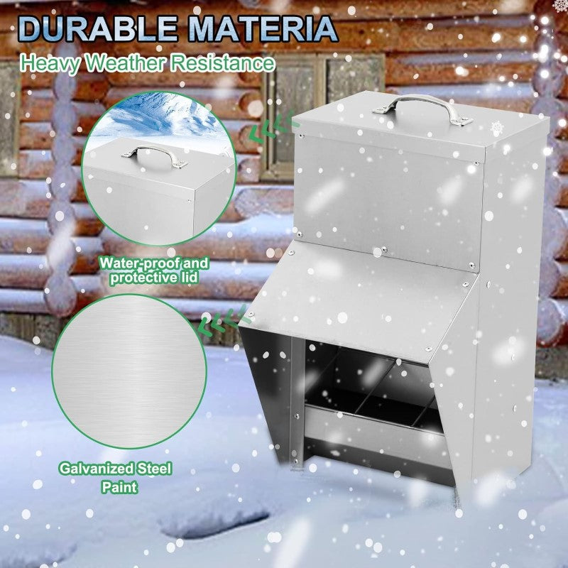 Chicken Feeder 50lbs Galvanized Chicken Feeder Rodent-Proof Design