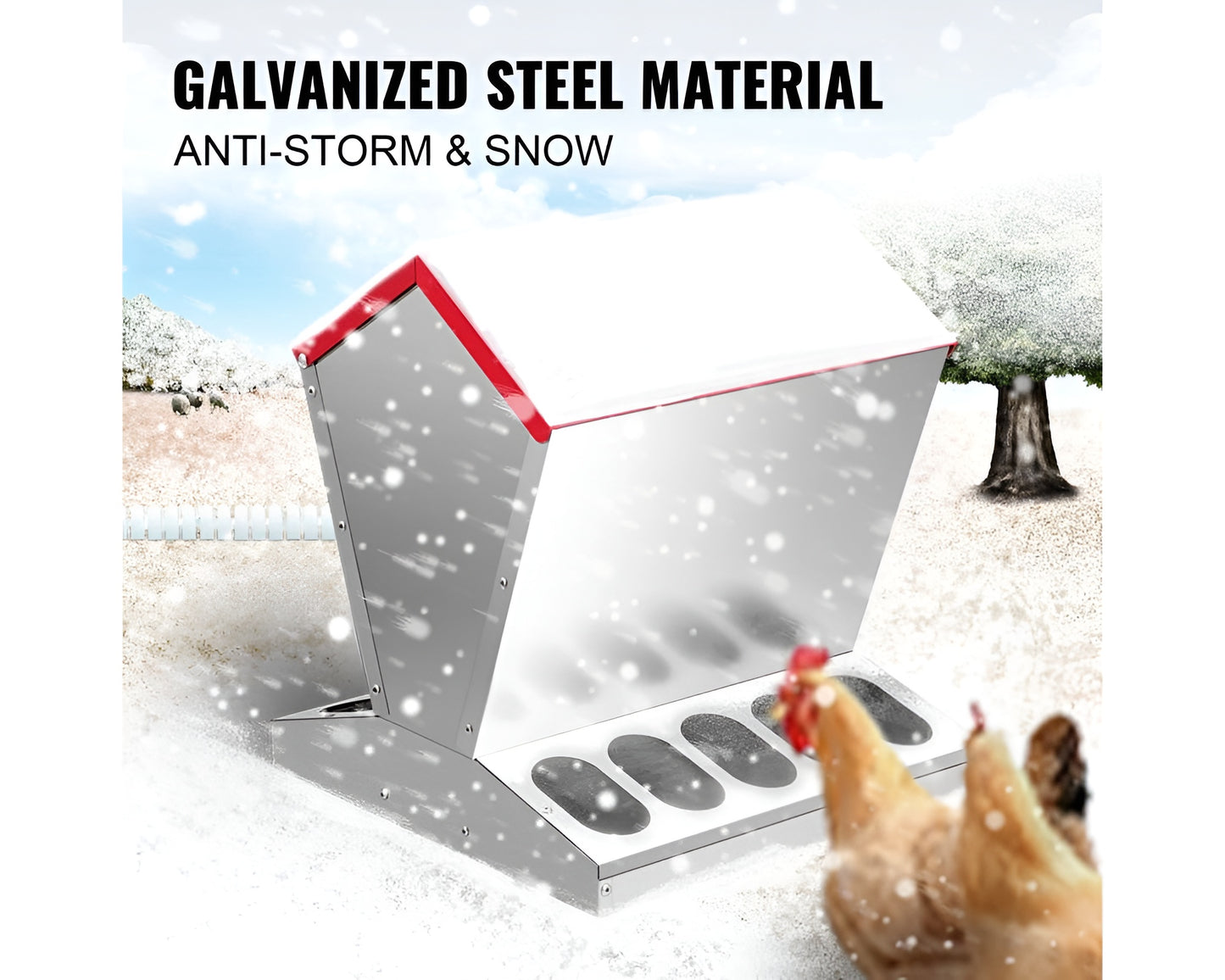 Chicken Feeder Galvanized Chicken Feeder 25lbs with Water Fountains
