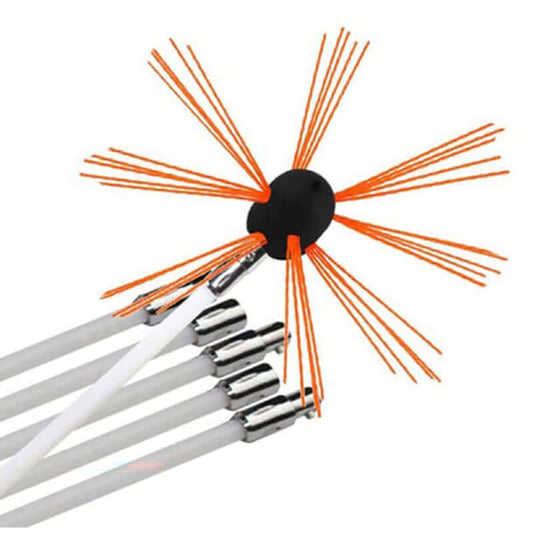 Chimney Brush Electrical Drill Drive Sweeping Cleaning Tool Kits with Nylon Flexible Rods - Safe for All Fireplace Chimneys and Wood Burning Stoves, 6M
